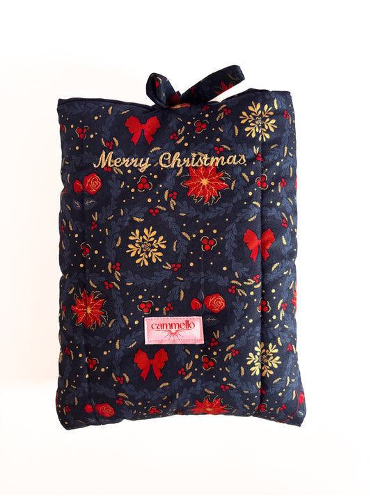 Weihnachtliche Buchtasche Blau