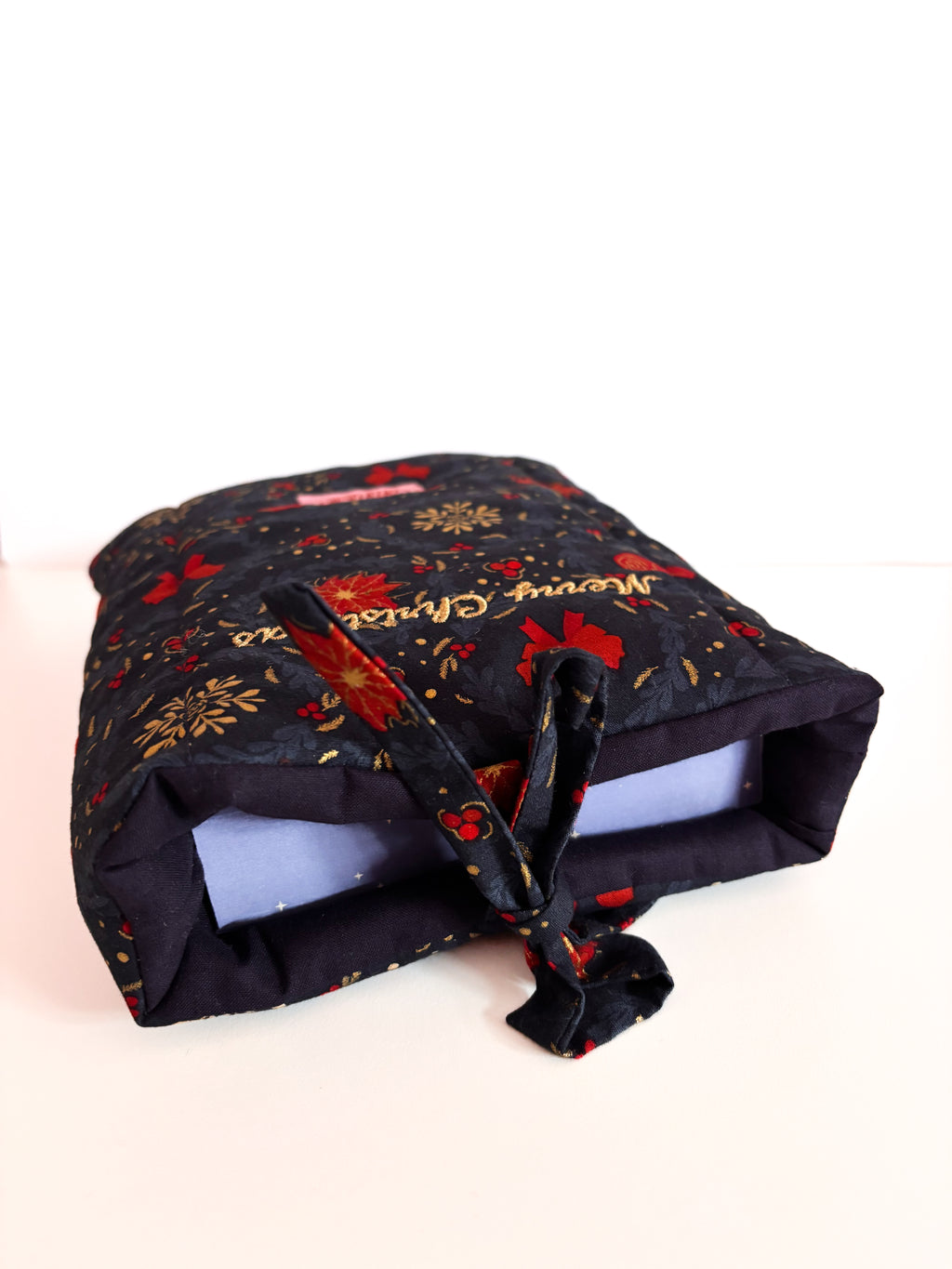 Weihnachtliche Buchtasche Blau