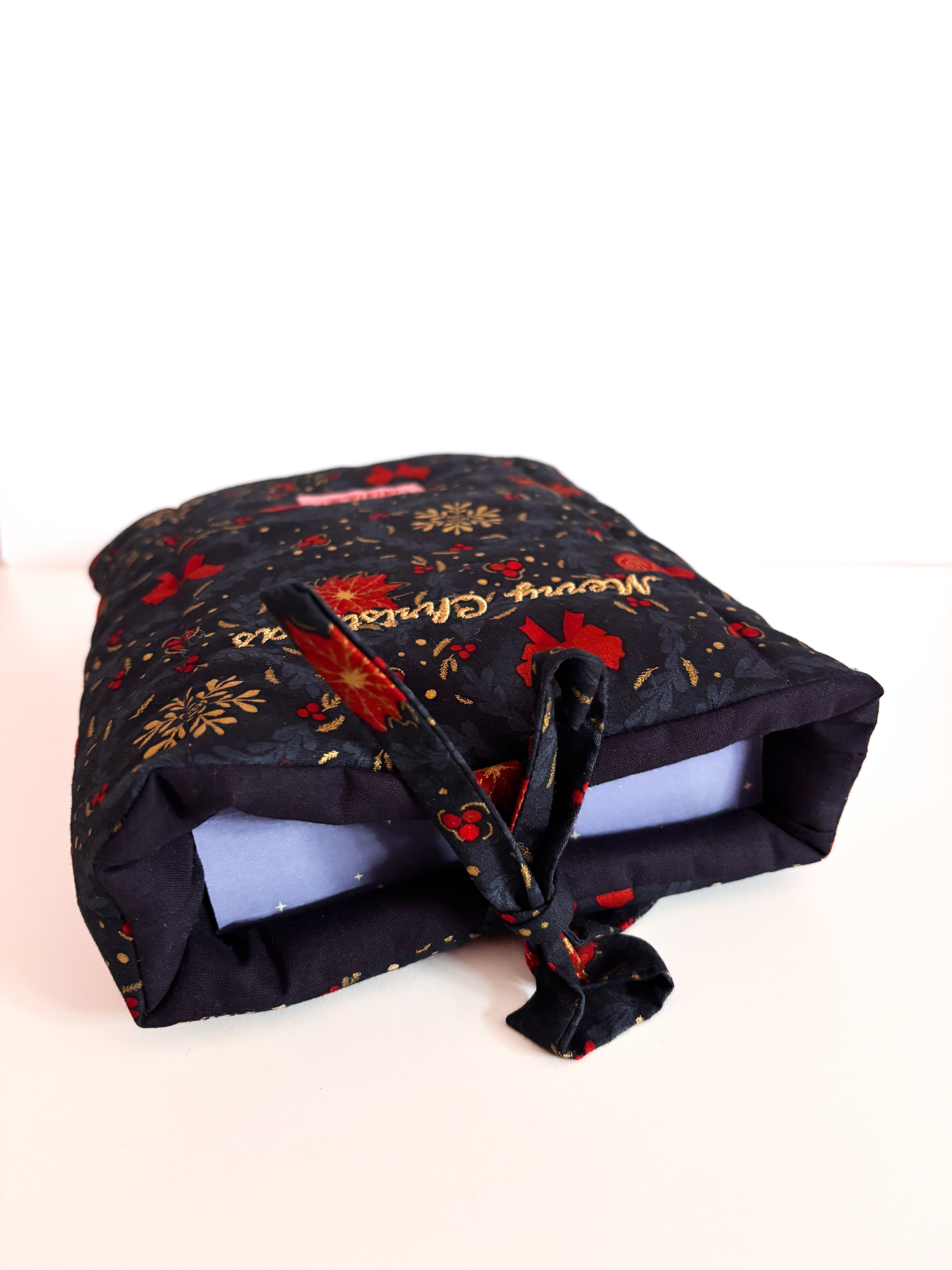 Weihnachtliche Buchtasche Blau